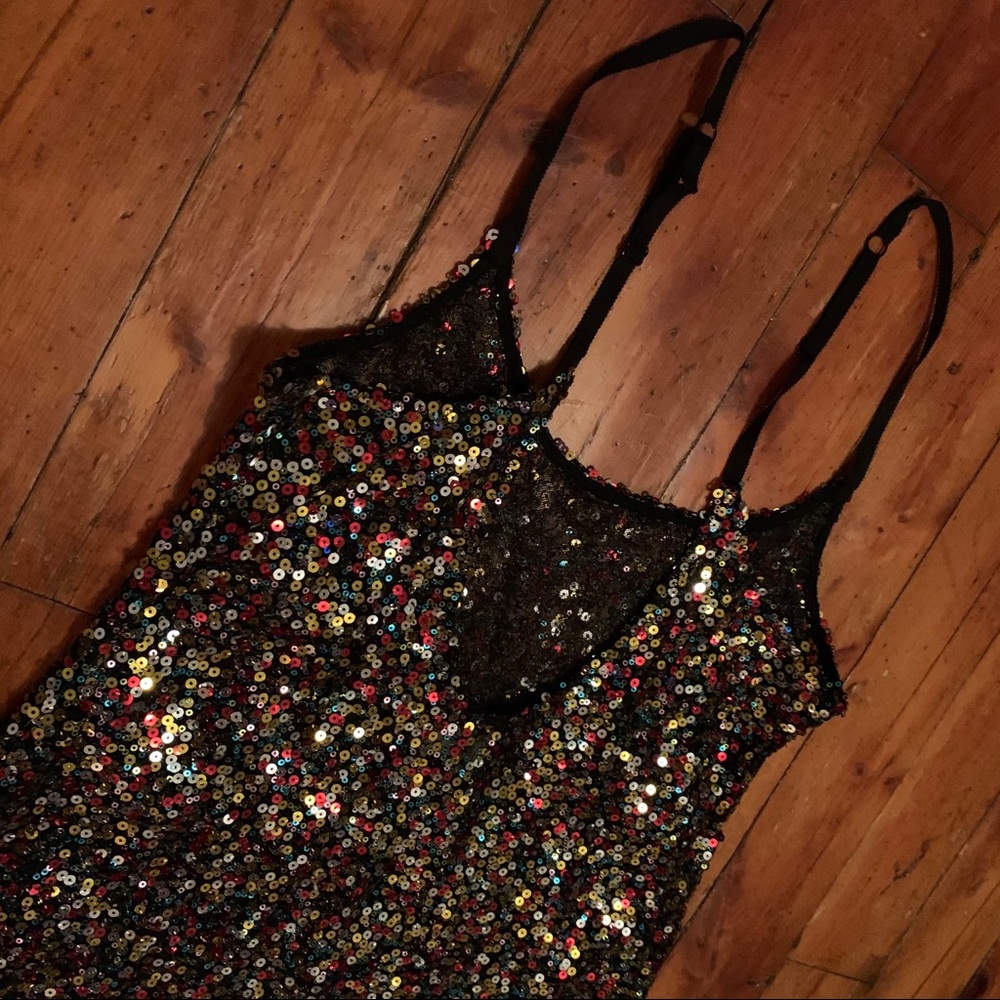 Free People Sequin Mini Dress with Multicolor Sparkle - Picture 3 of 5